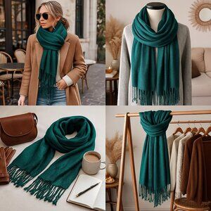 World Market Emerald Green Pashmina Scarf – Luxe Winter Wrap & Shawl